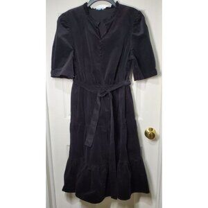 Draper James RSVP Women’s Black Velvet Dress Size Large L Tie Waist 97% Cotton